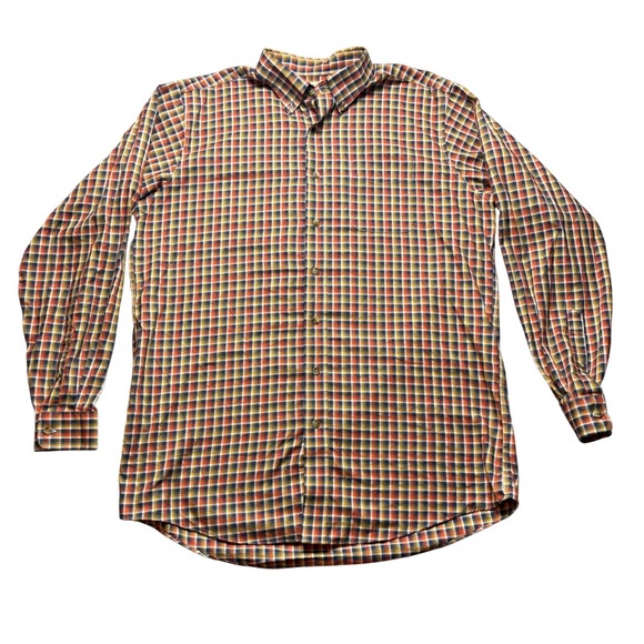 L.L. Bean Other - LL Bean Shirt Mens XL Orange Navy Plaid Cotton Traditional Fit Button Down